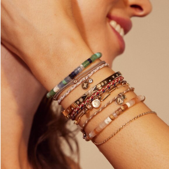 bluboho Jewelry - bluboho Capricorn Zodiac Cord Bracelet — Emerald + 10k Gold Charm